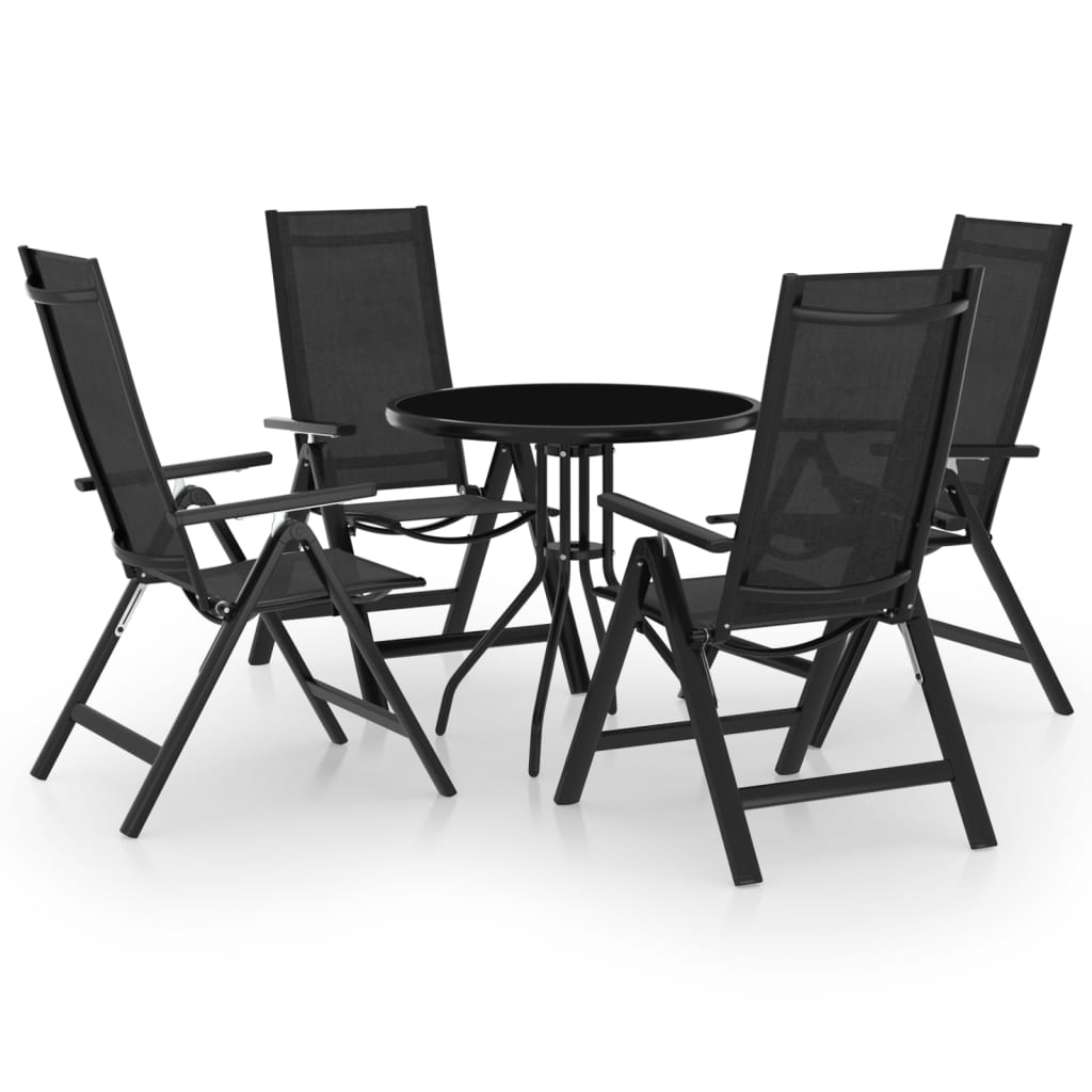 vidaXL Set mobilier bistro, 5 piese, negru și antracit