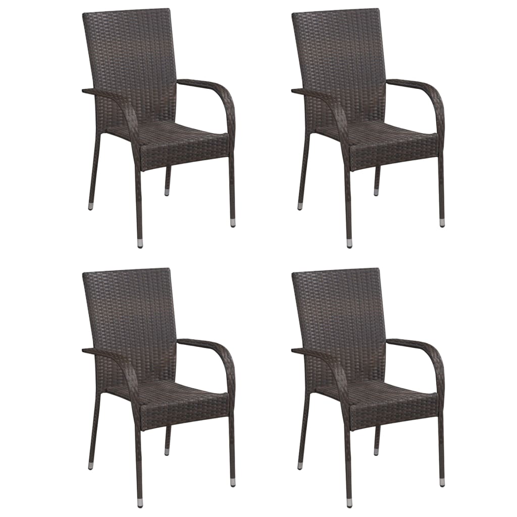 

vidaXL 5-delige Tuinset poly rattan bruin