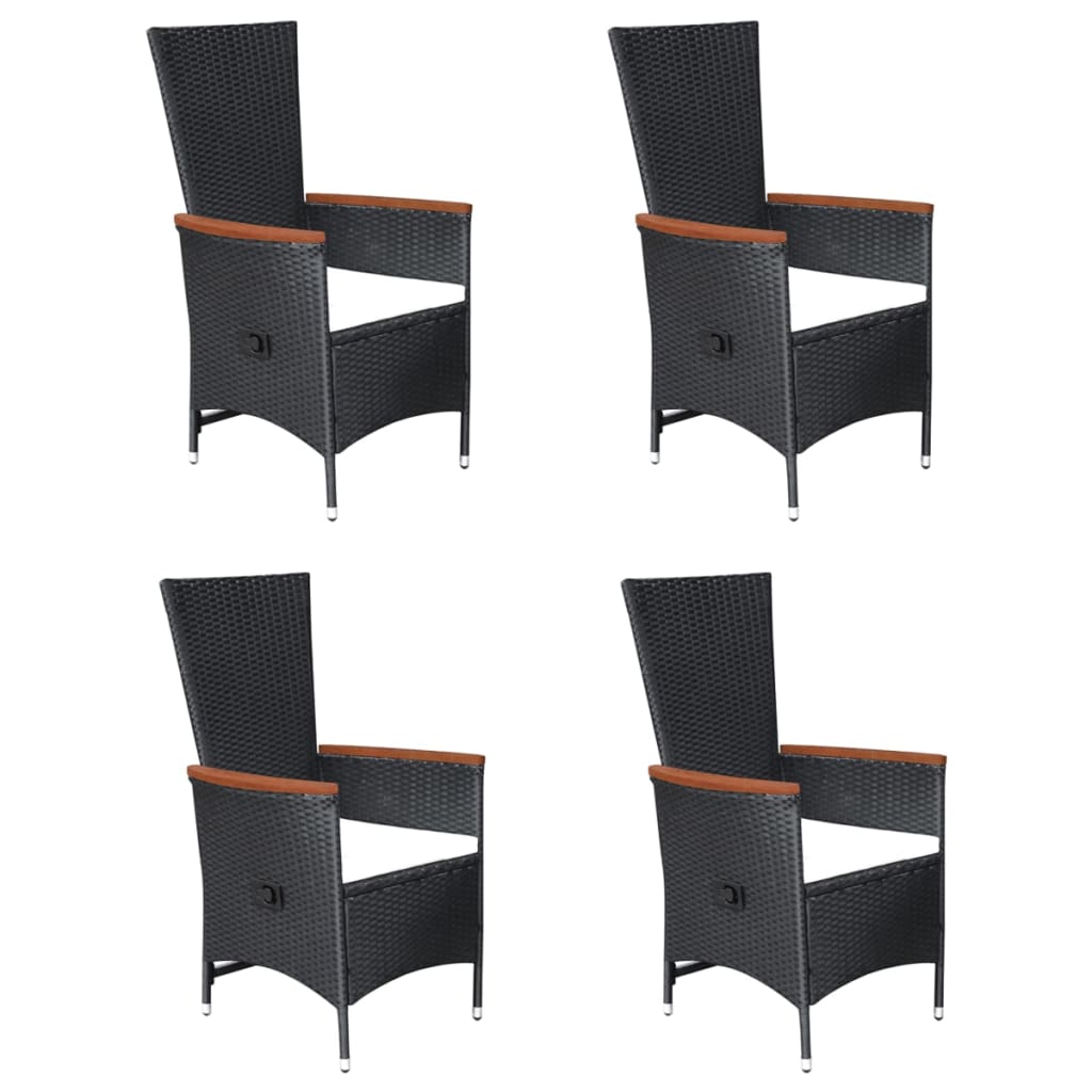 

vidaXL 5-delige Tuinset met kussens poly rattan zwart
