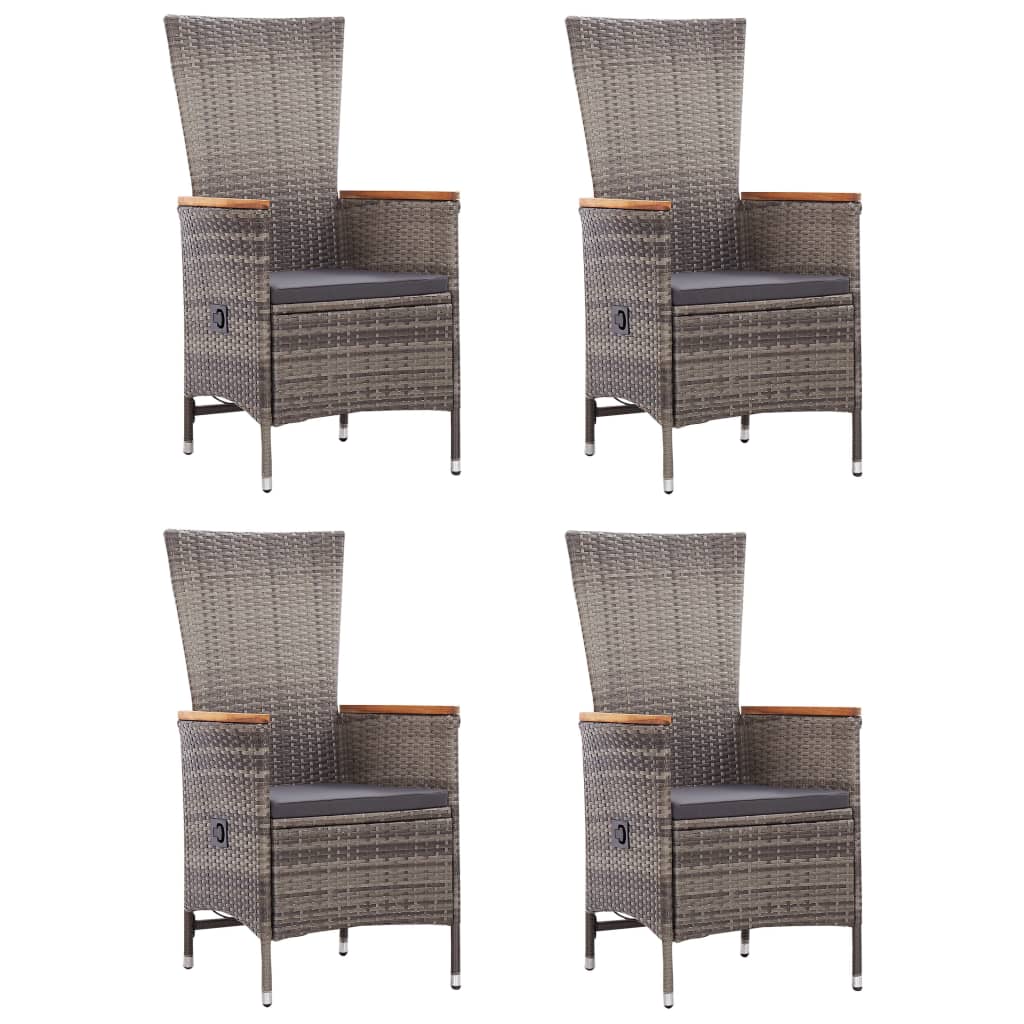 

vidaXL 5-delige Tuinset met kussens poly rattan grijs