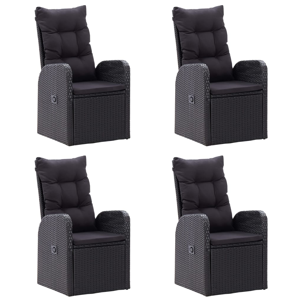 

vidaXL 5-delige Tuinset met kussens poly rattan zwart