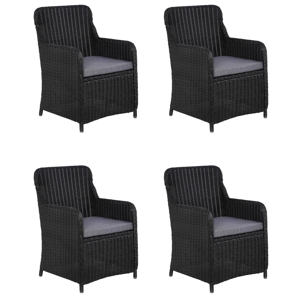 

vidaXL 5-delige Tuinset met kussens poly rattan zwart