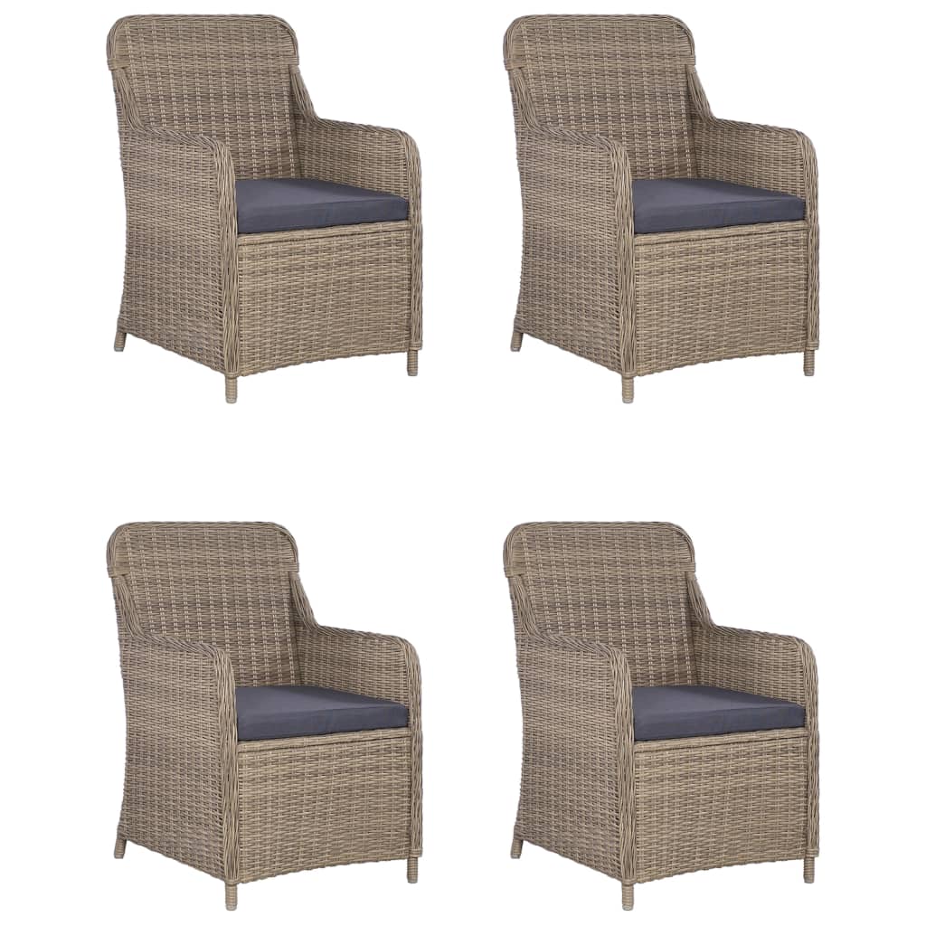 

vidaXL 5-delige Tuinset met kussens poly rattan bruin