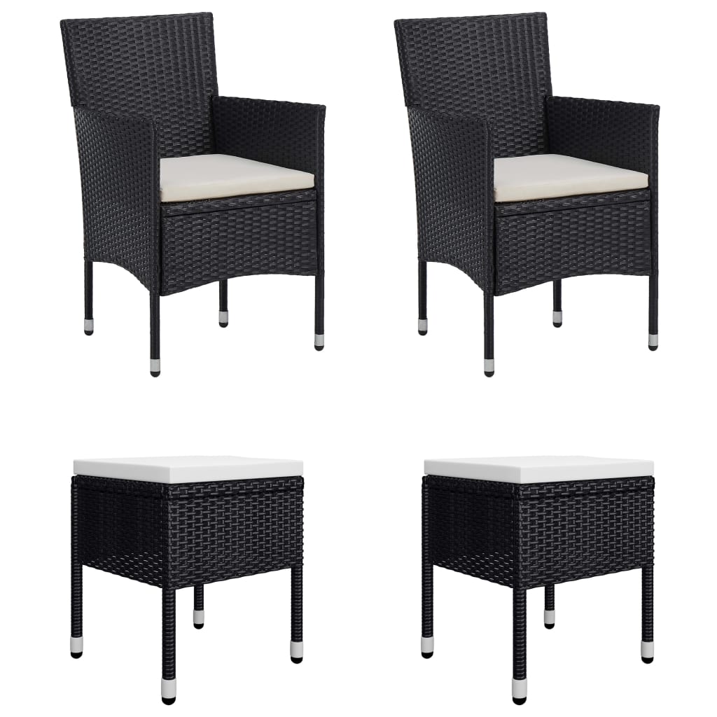 

vidaXL 7-delige Tuinset met kussens poly rattan zwart
