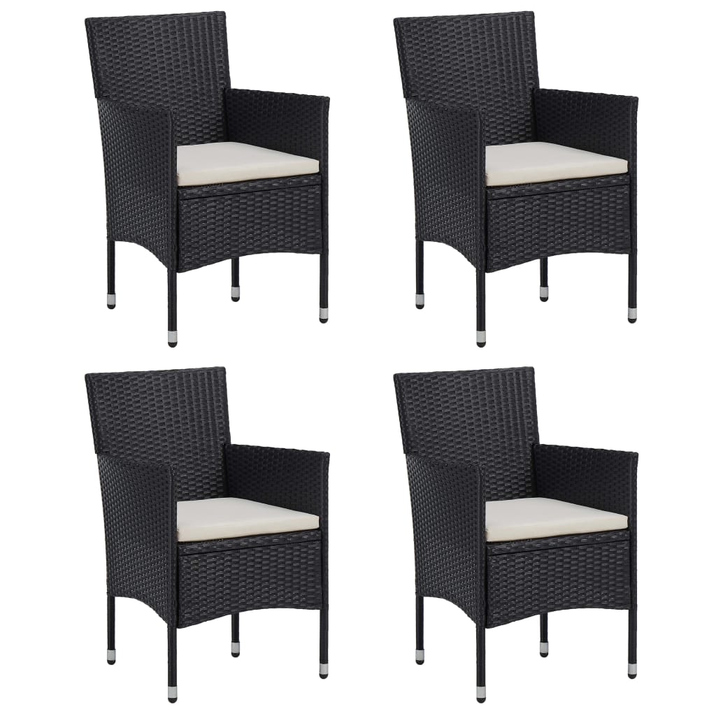 

vidaXL 5-delige Tuinset met kussens poly rattan zwart