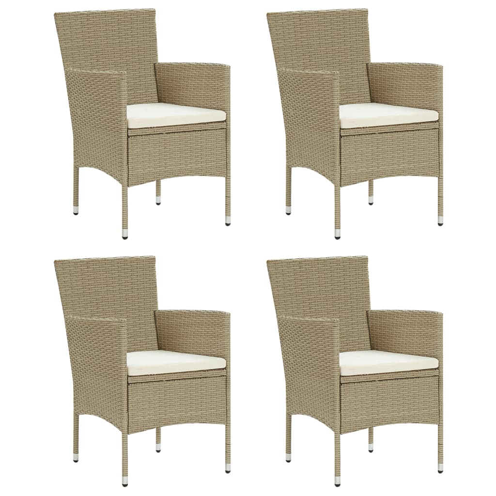 

vidaXL 5-delige Tuinset met kussens poly rattan beige