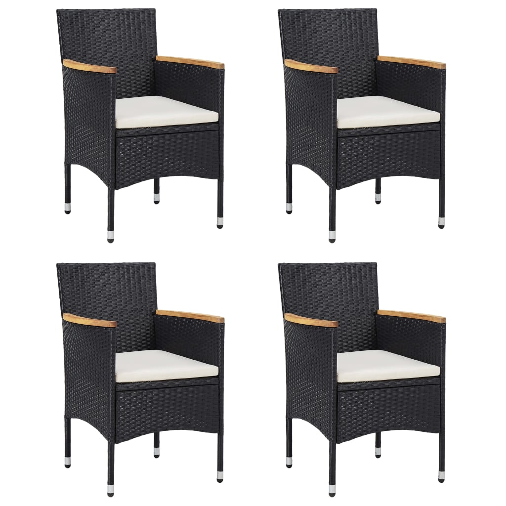 

vidaXL 5-delige Tuinset met kussens poly rattan zwart