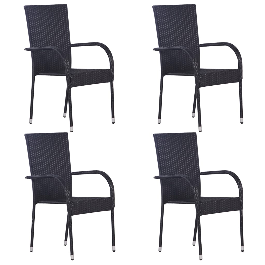 

vidaXL 5-delige Tuinset poly rattan zwart