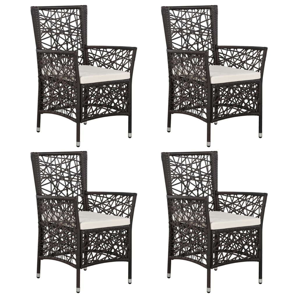 

vidaXL 5-delige Tuinset met kussens poly rattan bruin
