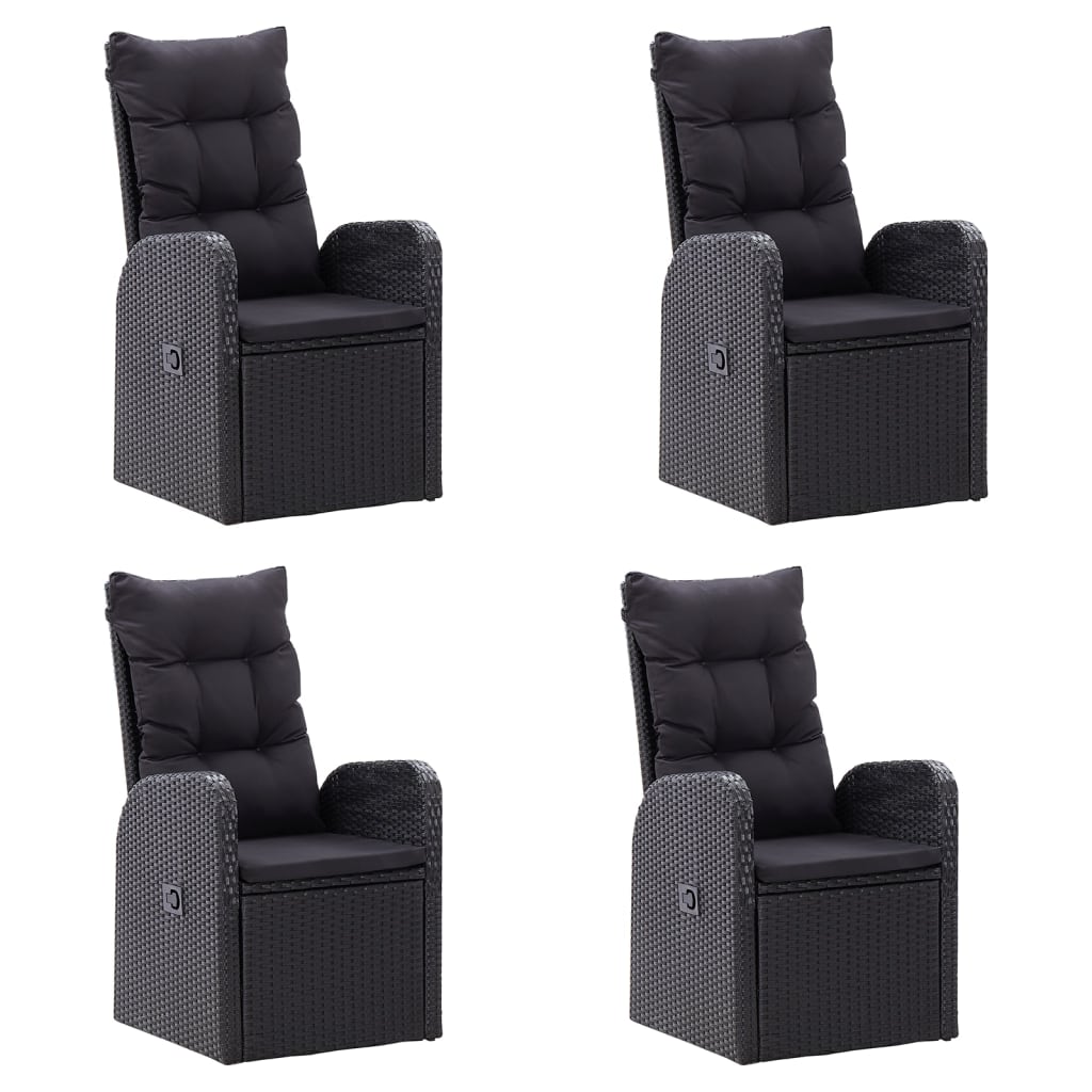 

vidaXL 5-delige Tuinset met kussens poly rattan zwart