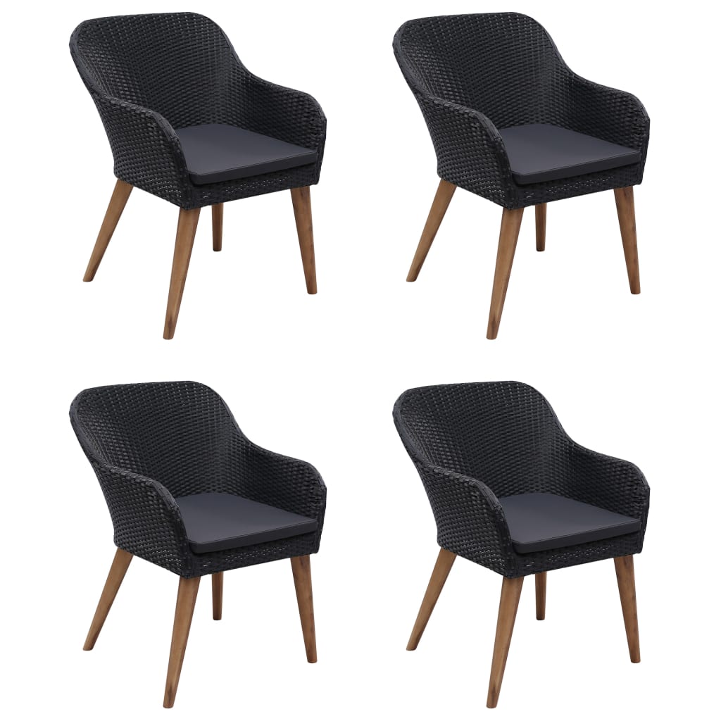 

vidaXL 5-delige Tuinset met kussens poly rattan zwart