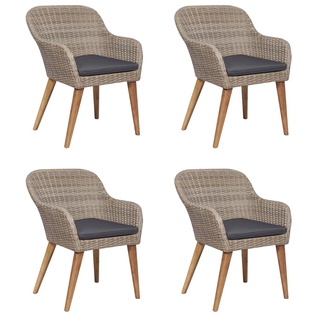 

vidaXL 5-delige Tuinset met kussens poly rattan bruin