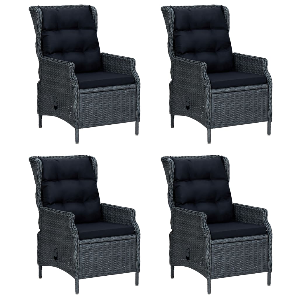 

vidaXL 5-delige Tuinset met kussens poly rattan donkergrijs