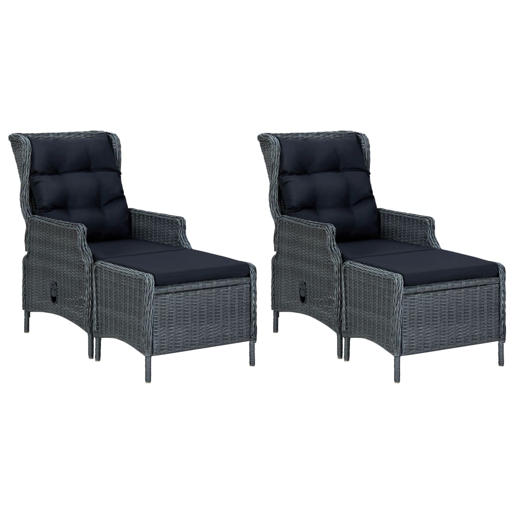 

vidaXL 7-delige Tuinset met kussens poly rattan donkergrijs