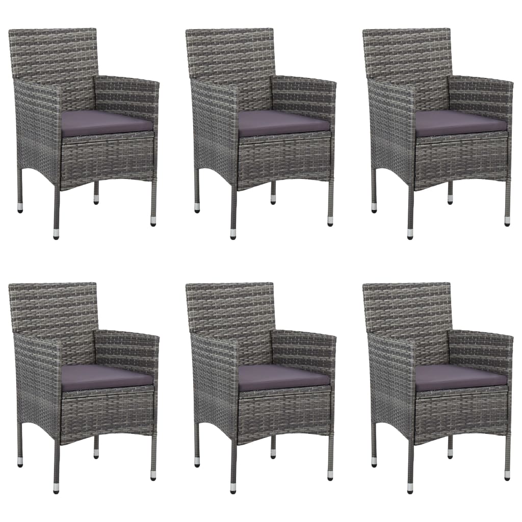 

vidaXL 7-delige Tuinset poly rattan grijs
