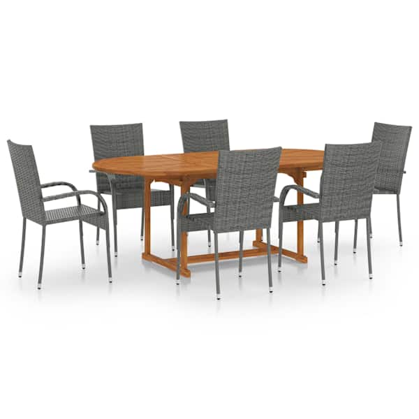 vidaXL 7-osaline aiam&ouml;&ouml;bli s&ouml;&ouml;gikomplekt, pol&uuml;rotang, hall