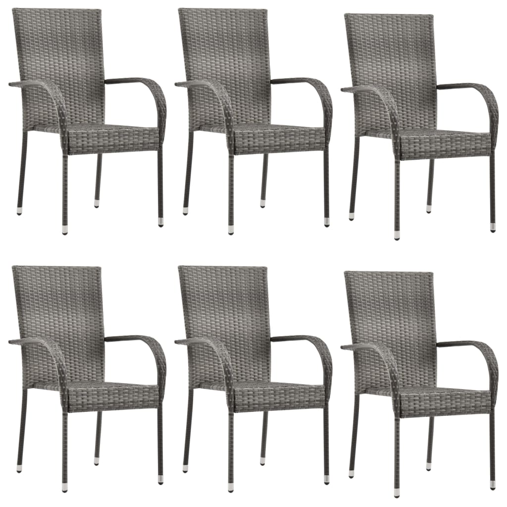 vidaXL 7-delige Tuinset poly rattan grijs afbeelding