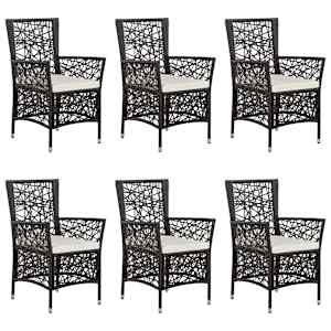 vidaXL Sodo valgomojo komplektas, 7 dalių, rudos spalvos, poliratanas