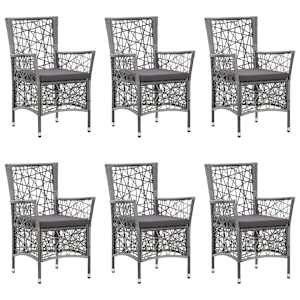 vidaXL Ensemble &agrave; manger de jardin 7 pcs R&eacute;sine tress&eacute;e Gris