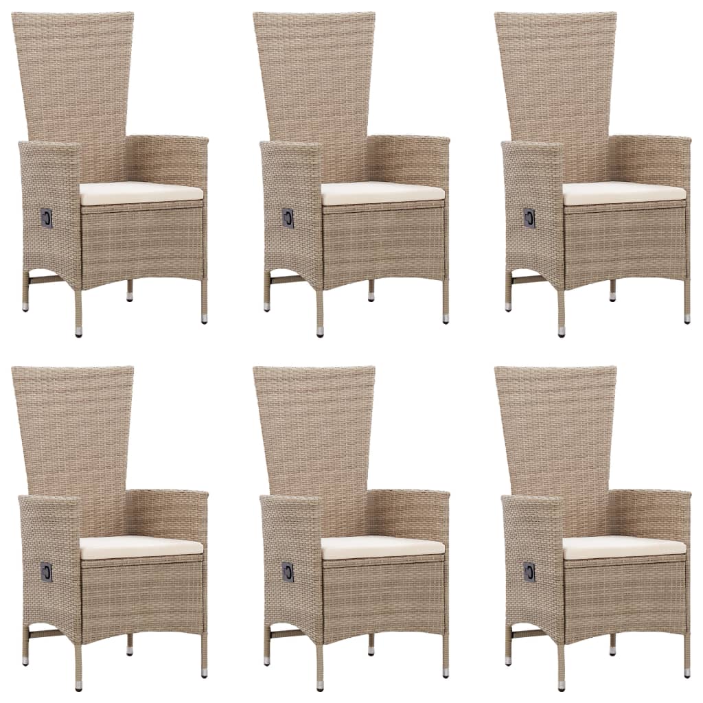 

vidaXL 7-delige Tuinset poly rattan beige