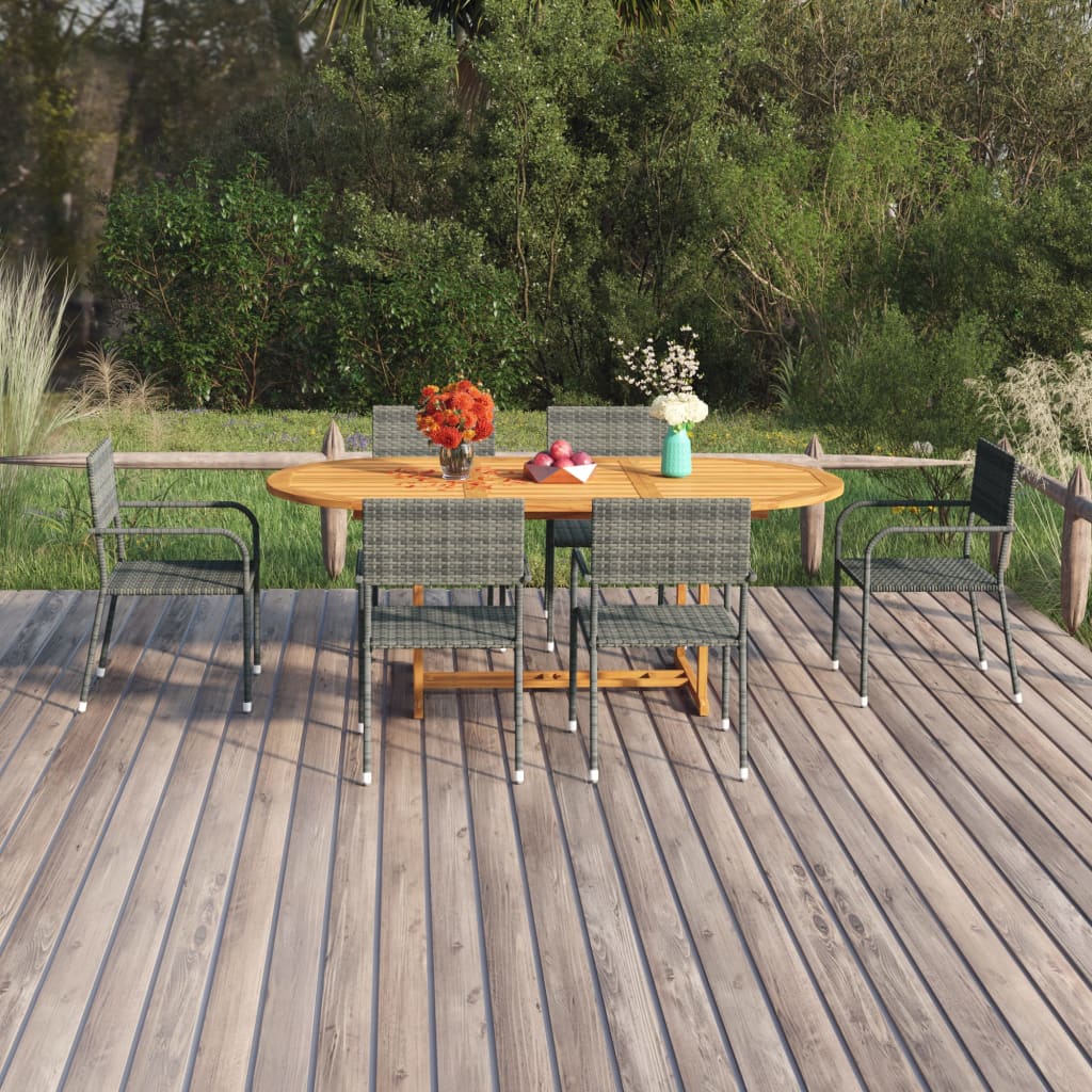 vidaXL 7-tlg. Garten-Essgruppe Poly Rattan Anthrazit