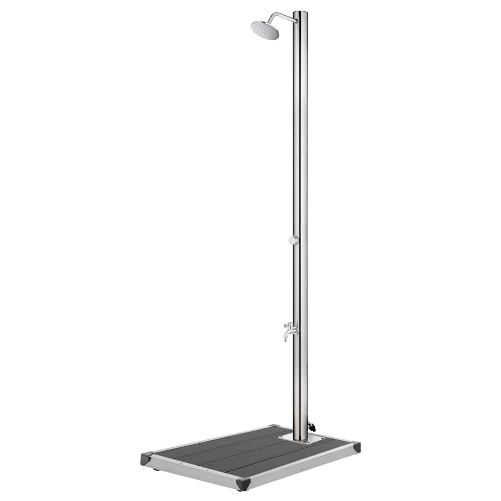 vidaXL Zahradní sprcha s šedou základnou 220 cm nerezová ocel