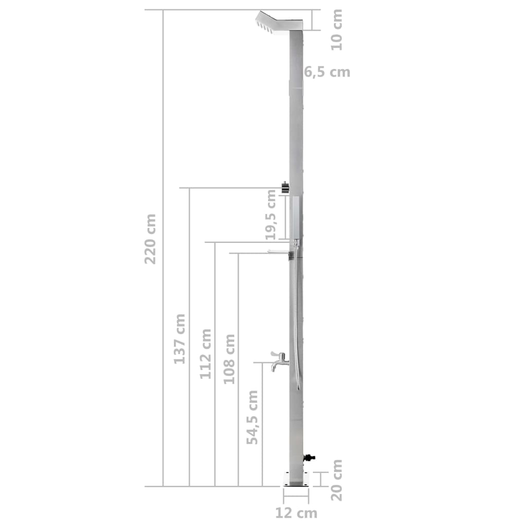 Zahradní sprcha s hnědou základnou 225 cm nerezová ocel - obrázek 17