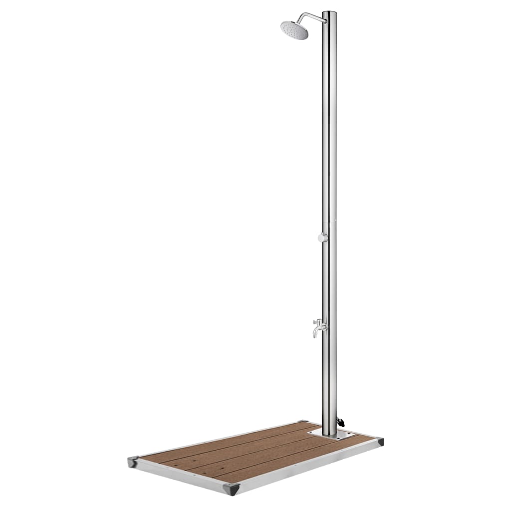 vidaXL Duș de grădină cu bază maro, 220 cm, oțel inoxidabil 220