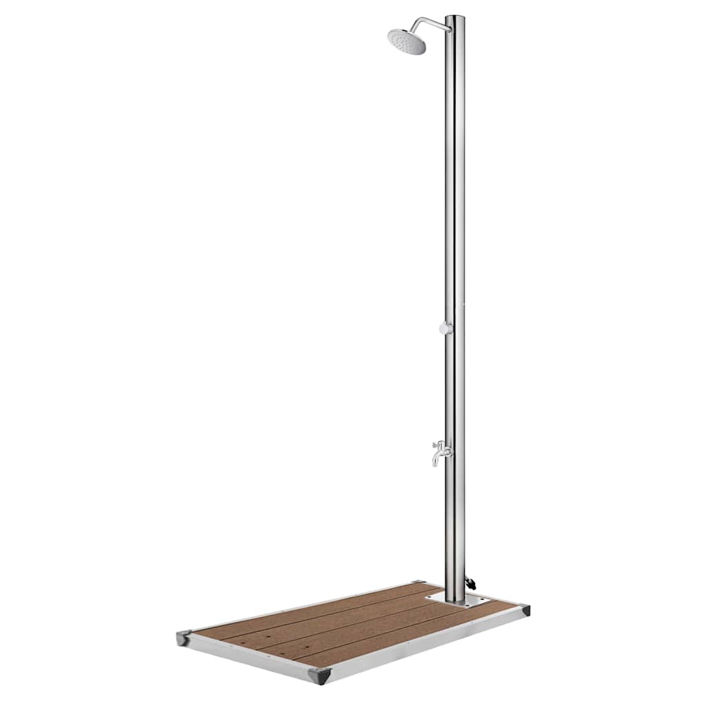 vidaXL Zahradní sprcha s hnědou základnou 220 cm nerezová ocel