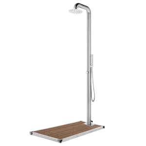 Zahradní sprcha s hnědou základnou 230 cm nerezová ocel - obrázek 1