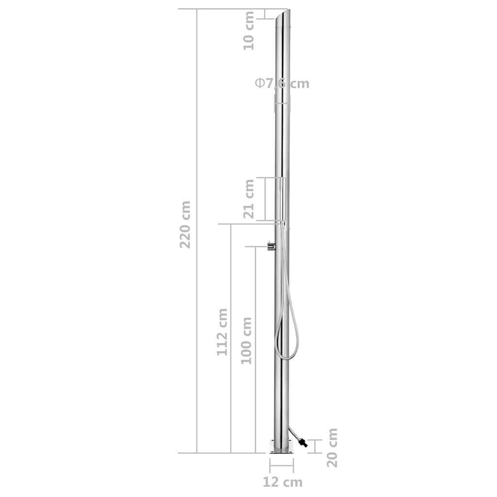 Zahradní sprcha s hnědou základnou 225 cm nerezová ocel - obrázek 16