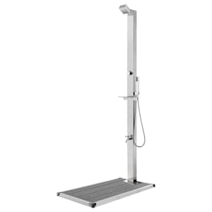 Zahradní sprcha s šedou základnou 225 cm nerezová ocel - obrázek 1