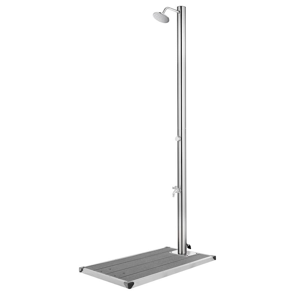 vidaXL Zahradní sprcha s šedou základnou 220 cm nerezová ocel