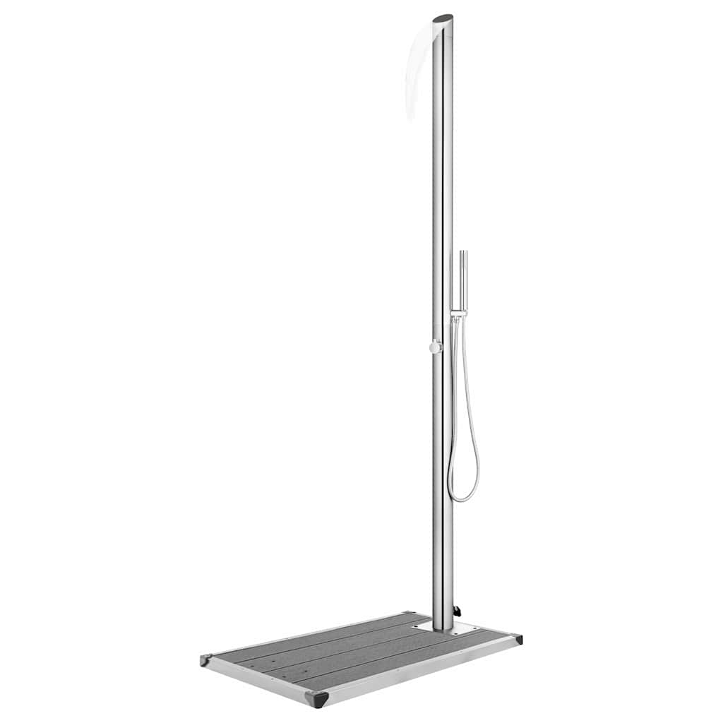 vidaXL Zahradní sprcha s šedou základnou 225 cm nerezová ocel