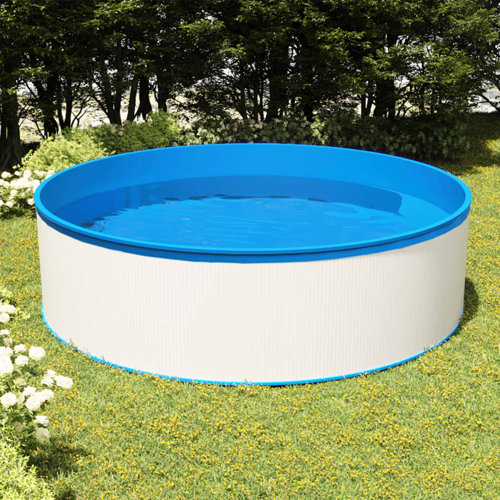 vidaXL Piscină cu valuri, skimmer suspendat cu pompă, alb, 350x90 cm