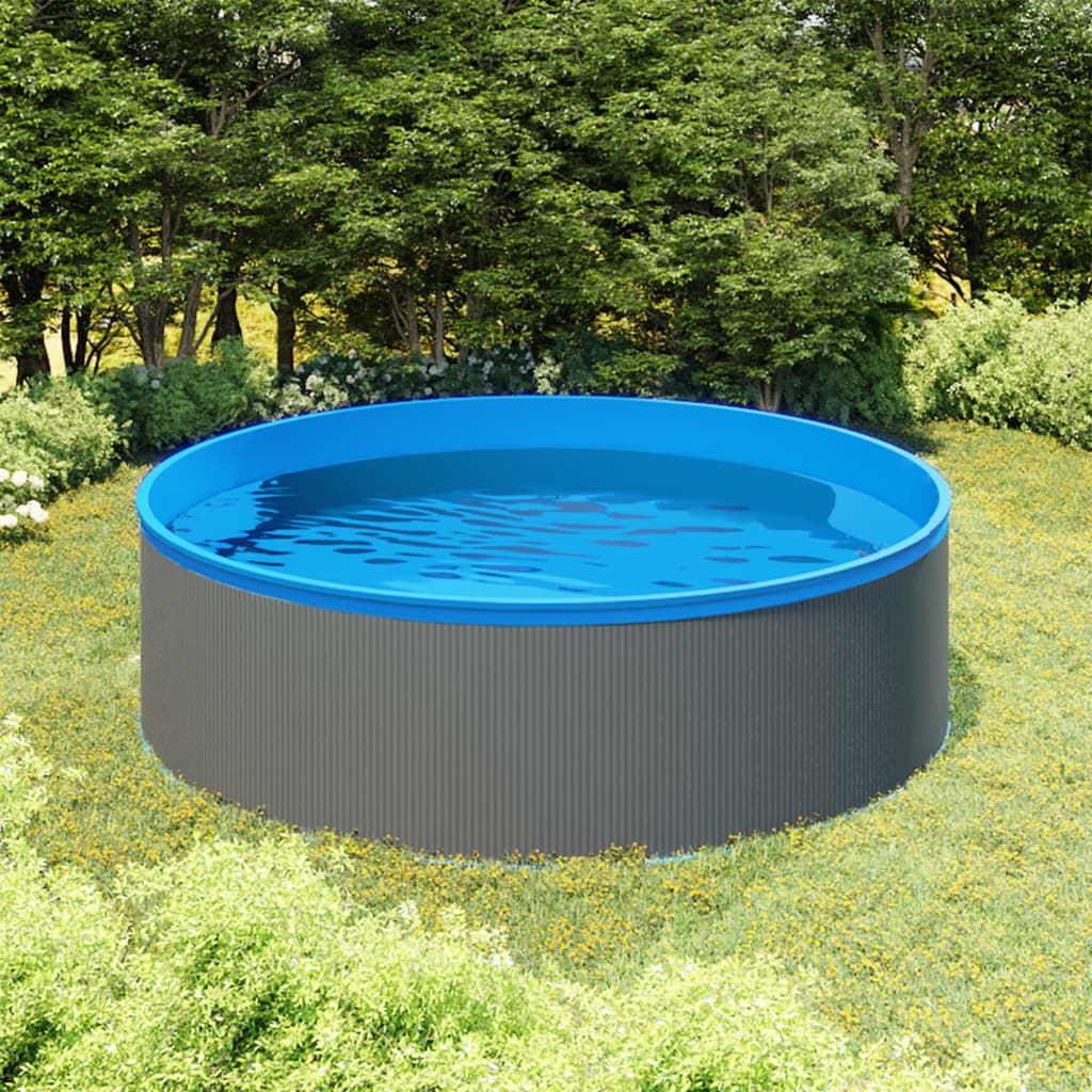 vidaXL splasher pool med hængende skimmer og pumpe 350x90 cm grå