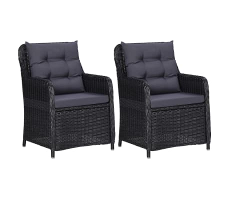 vidaXL ガーデンダイニング3点セット ブラック