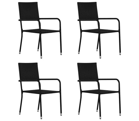 vidaXL Sodo valgomojo baldų komplektas, 5 dalių, juodos spalvos