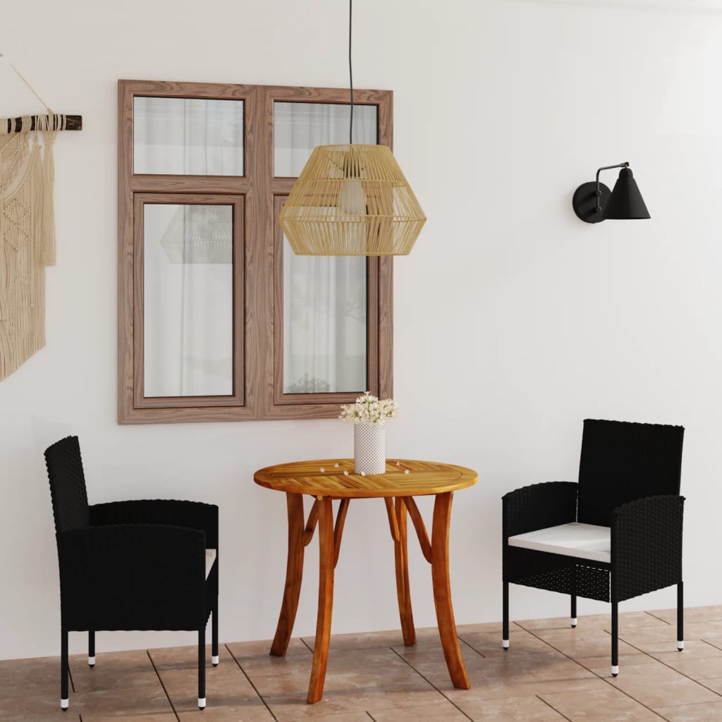 vida XL 3-tlg. Garten-Essgruppe Schwarz