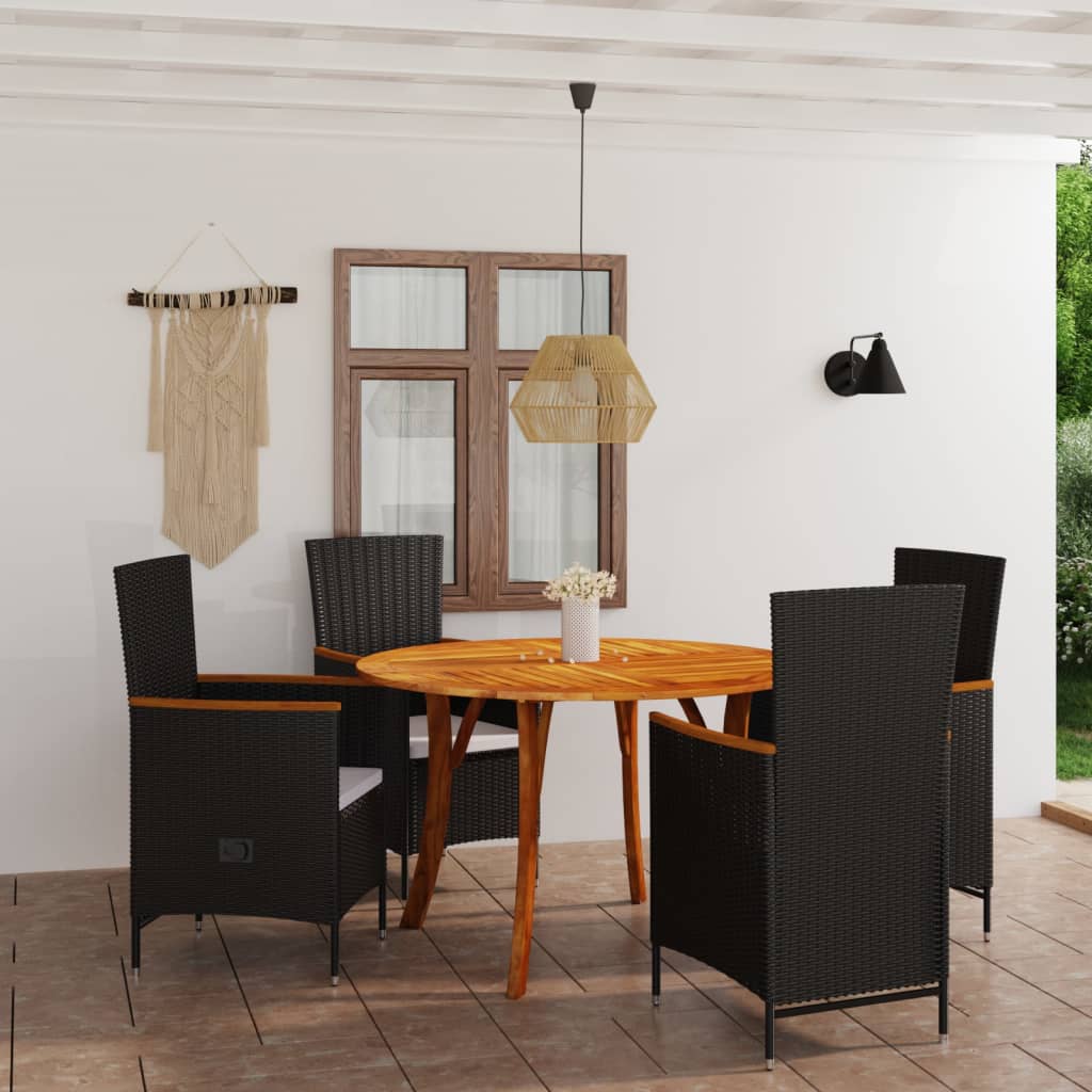 vida XL 5-tlg. Garten-Essgruppe Schwarz