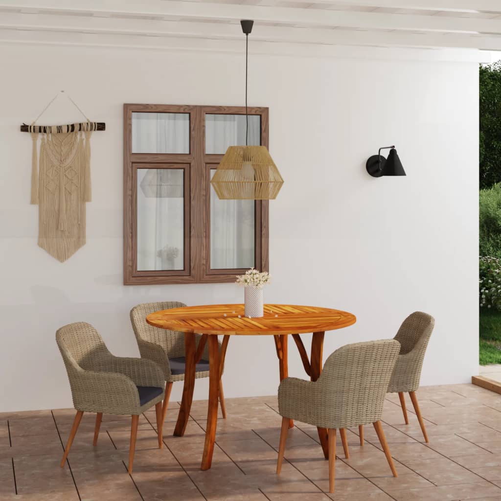 vida XL 5-tlg. Garten-Essgruppe Braun