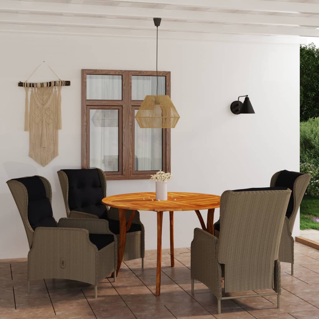 vida XL 5-tlg. Garten-Essgruppe Braun