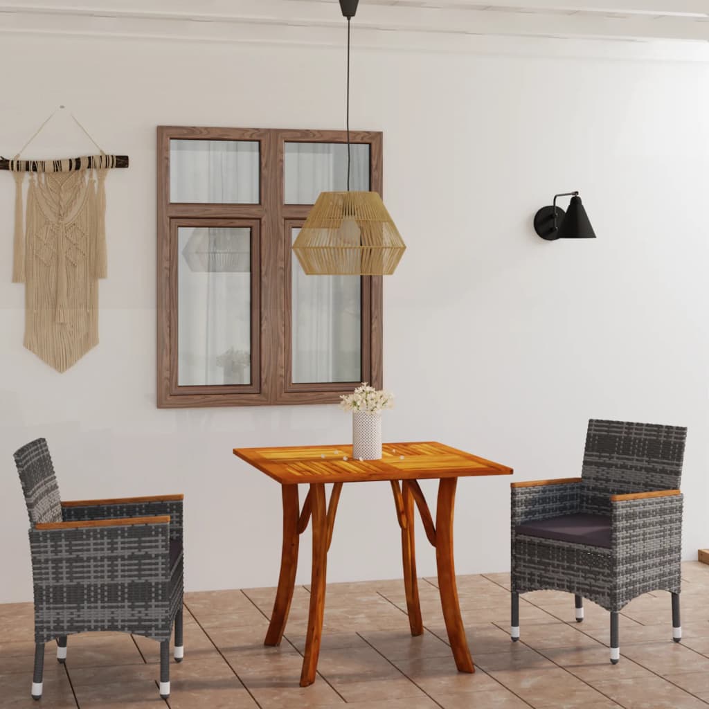 vida XL 3-tlg. Garten-Essgruppe Grau