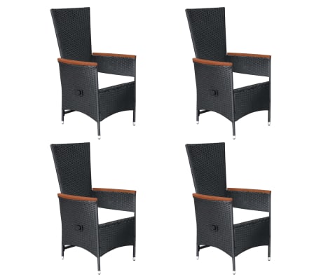 vidaXL VidaXL طقم سفرة للحديقة 5 قطع لون أسود