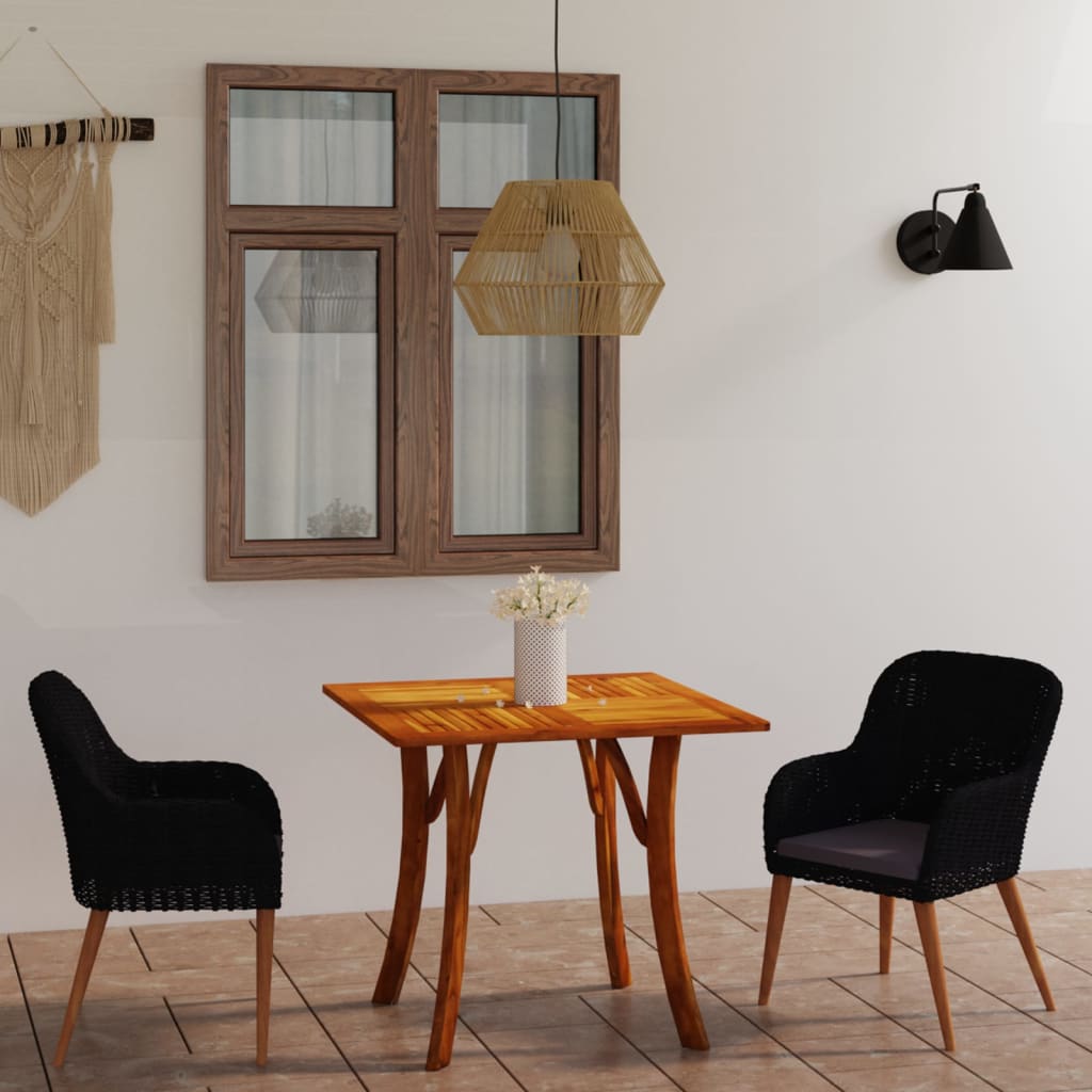 vida XL 3-tlg. Garten-Essgruppe Schwarz