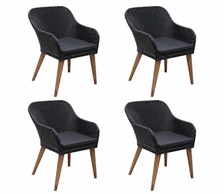 vidaXL Sodo valgomojo baldų komplektas, 5 dalių, juodos spalvos