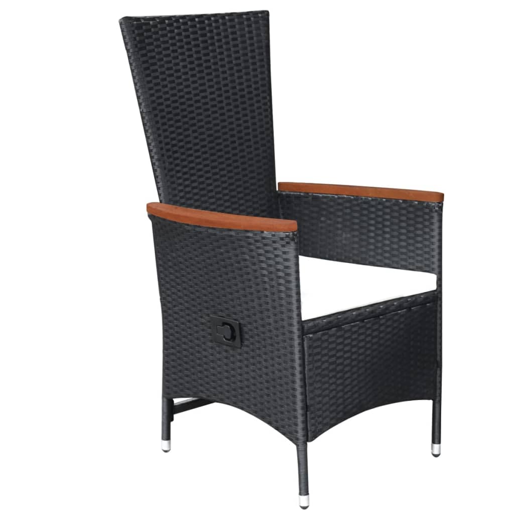 Set mobilier de grădină, 5 piese, negru