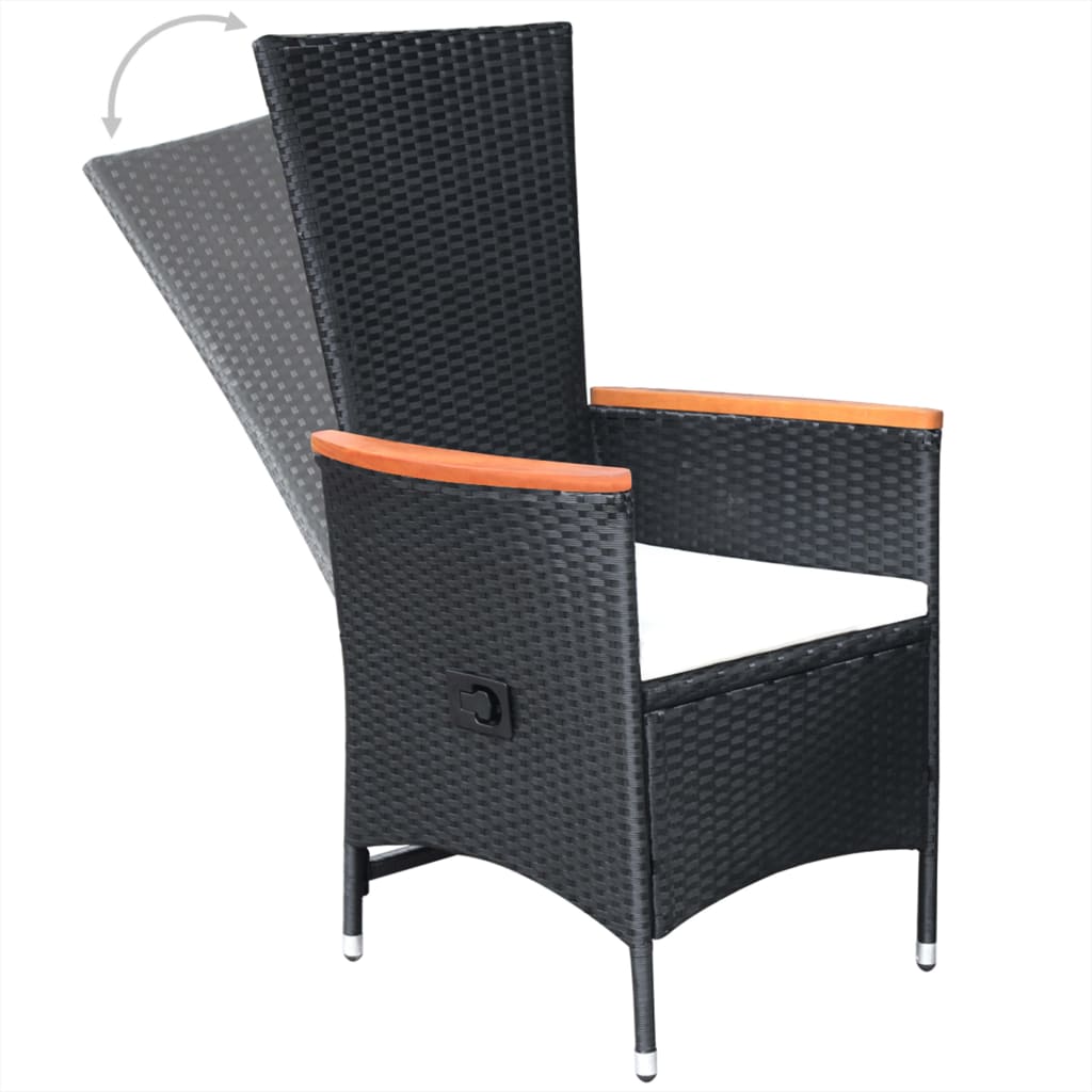 Set mobilier de grădină, 5 piese, negru