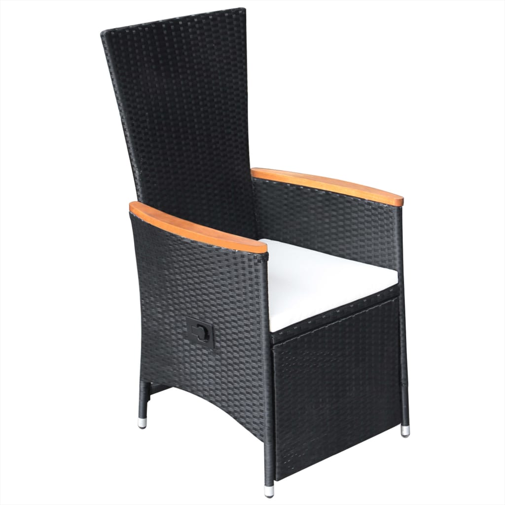 Set mobilier de grădină, 5 piese, negru