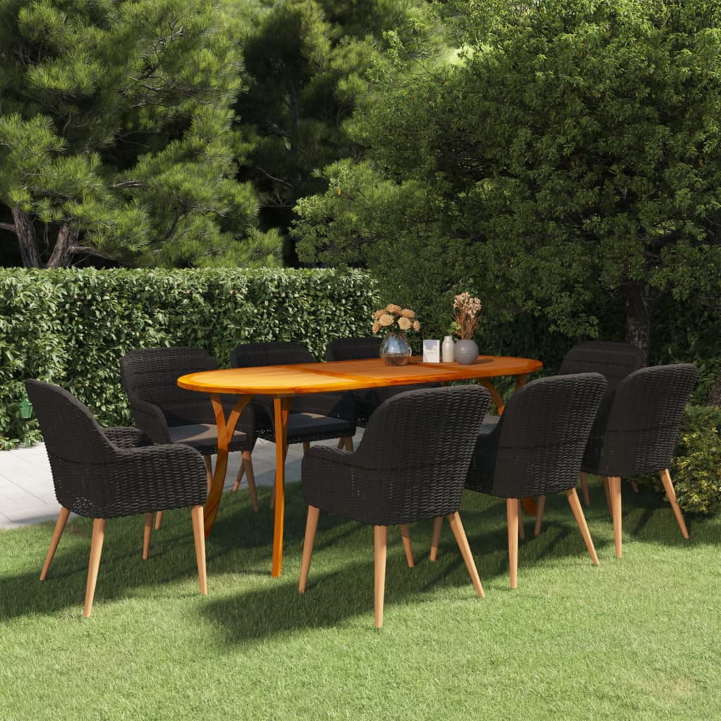 vidaXL Set mobilier de grădină, 9 piese, negru vidaxl.ro